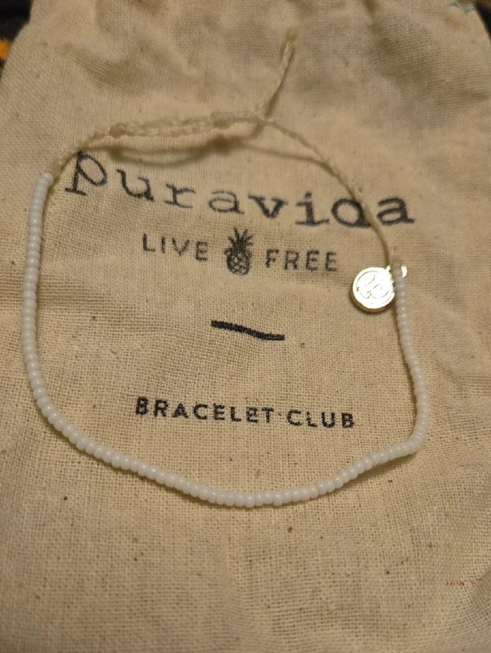 Pura Vida White WashSeed Bead Bracelet with Gold Charm